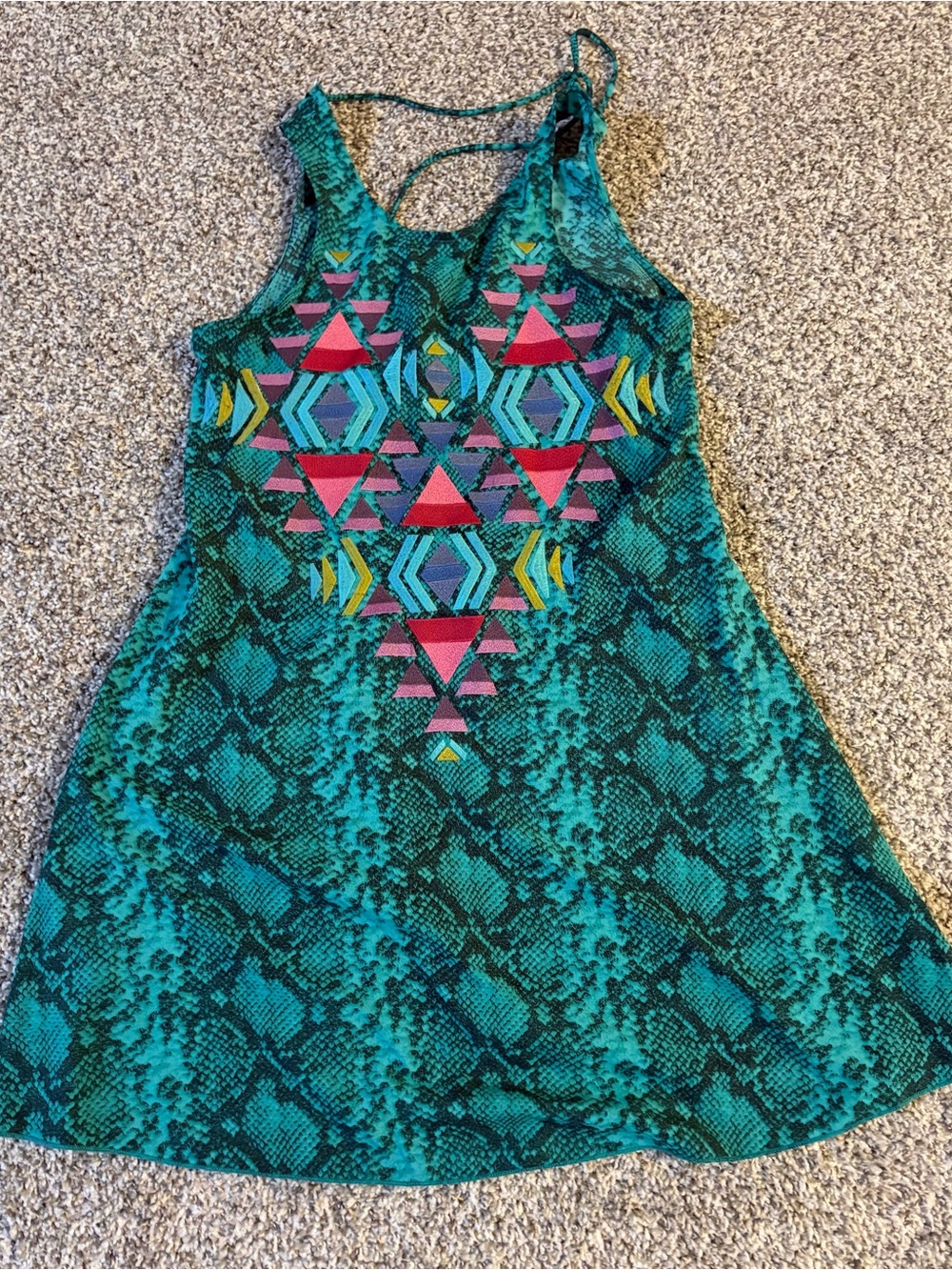 Judith March Teal Snake-Print Tank Dress funky animal geometric